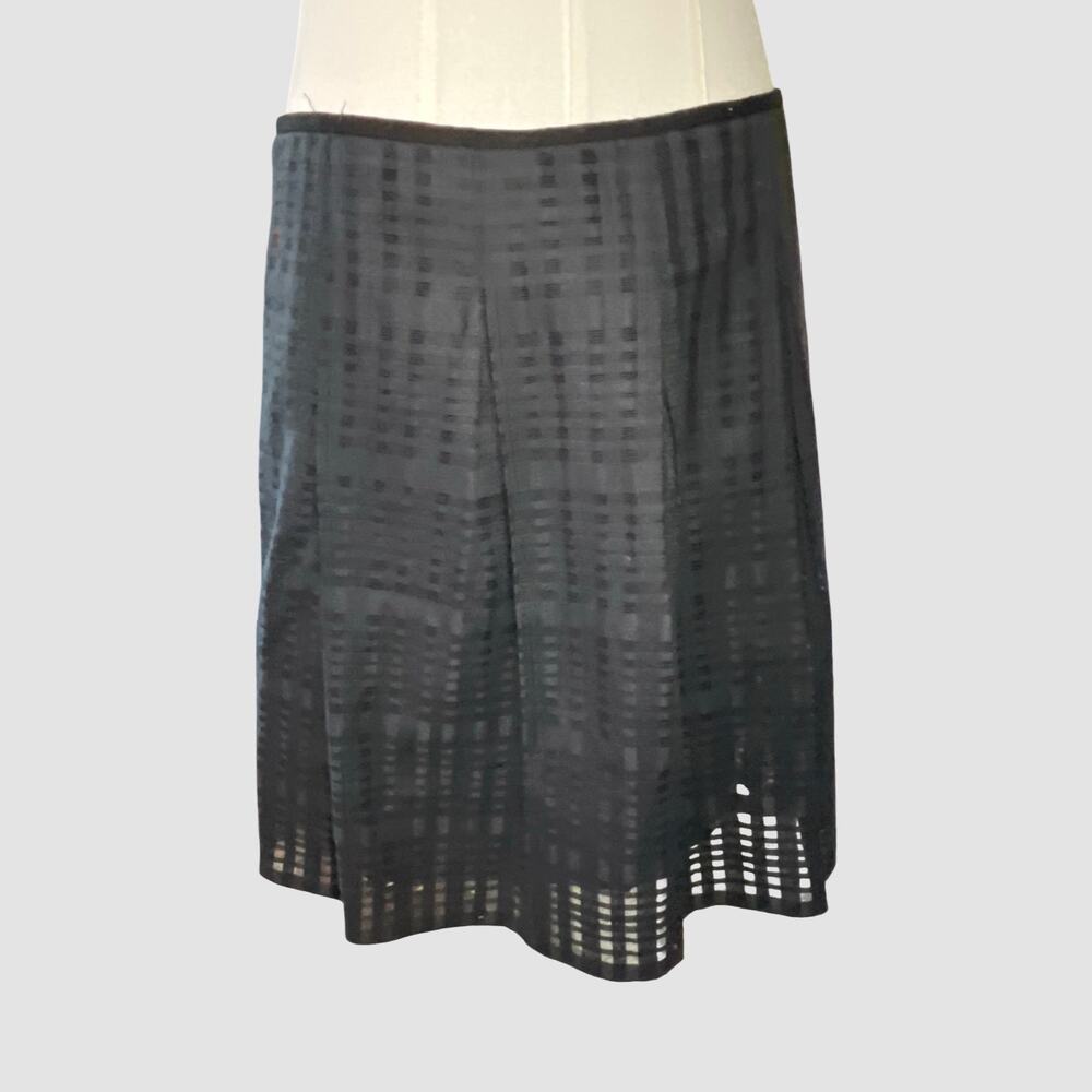 Vince Black Sheer Check Pleated Short Skirt Women’s Size 6 Lightweight NWT - Picture 8 of 11